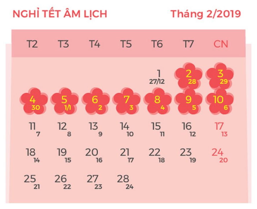 Lịch nghỉ tết âm lịch